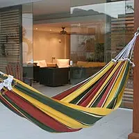 Cotton hammock, 'Salvador Samba' (single) - Artisan Crafted Cotton Hammock (Single)