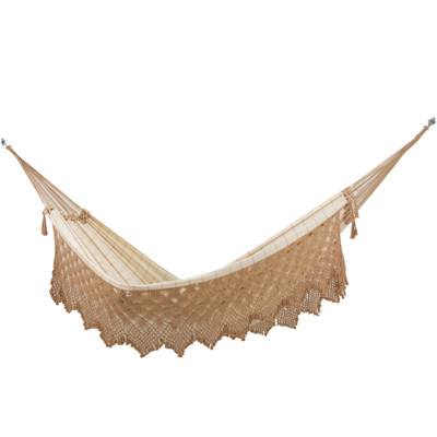 Cotton hammock, 'Solitary Pleasure' (single) - Handwoven Striped Single Cotton Hammock from Brazil