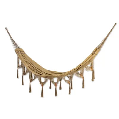 Cotton blend hammock, 'Glitzy Comfort' - Glitzy Cotton Blend Hammock from Brazil (Double)