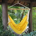 Yellow Cotton Swing Hammock from Brazil, 'Salvador Sun'