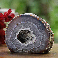 Agate geode, 'Earth's Heart' - Polished Brown Agate Geode from Brazil