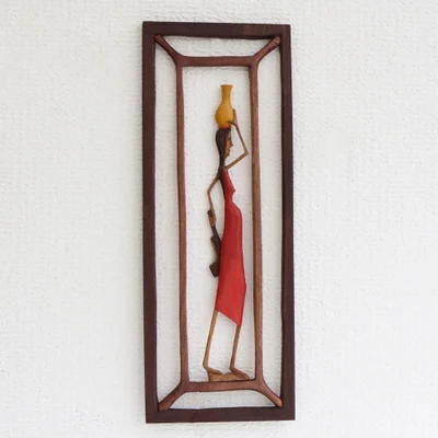 Wood relief panel, 'Northeastern Woman' - Wood Relief Panel of a Woman from the Northeast of Brazil
