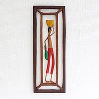 Wood relief panel, 'Northeastern Man' - Wood Relief Panel of a Man from the Northeast of Brazil