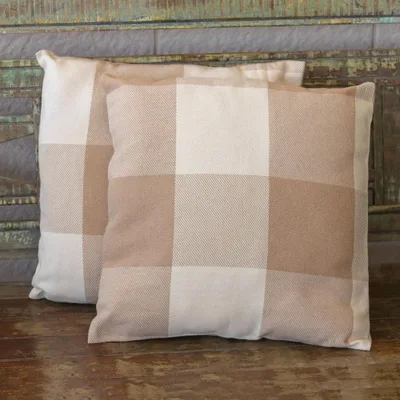 Cotton cushion covers, 'Striped Patchwork' (pair) - Handwoven Patchwork Cotton Cushion Covers from Brazil (Pair)