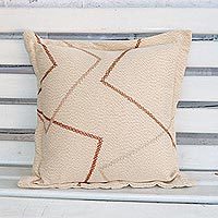 Cotton cushion cover, 'Brazilian Geometry' - Geometric Cotton Cushion Cover Handwoven in Brazil