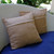 Cotton cushion covers, 'Caramel Window' (pair) - Handloomed Caramel Striped Cotton Cushion Covers (Pair)