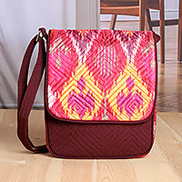 Ikat shoulder bag, 'Ikat Summer Beauty' - Quilted Shoulder Bag with Ikat Patterns and Adjustable Strap