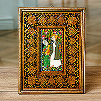 'Layla and Majnun II' - Folk Art Crafted in Uzbek Lacquer Miniature Painting Style