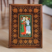 'Layla and Majnun III' - Scene in Uzbek Traditional Lacquer Miniature Painting Style