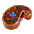 Wood puzzle box, 'Paisley & Magic' - Paisley-Shaped Walnut Wood Puzzle Box in Blue and Brown