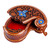 Wood puzzle box, 'Paisley & Magic' - Paisley-Shaped Walnut Wood Puzzle Box in Blue and Brown