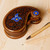 Wood puzzle box, 'Paisley & Magic' - Paisley-Shaped Walnut Wood Puzzle Box in Blue and Brown