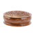 Wood jewelry box, 'Circle of Tradition' - Hand-Carved Traditional Floral Round Walnut Wood Jewelry Box