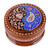 Caja de madera para joyas - Joyero de madera marrón y azul con motivos florales y paisley