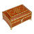 Embossed leather jewelry box, 'Floral Rhombuses' - Handcrafted Wood Embossed Leather Tin & Brass Jewelry Box