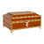 Embossed leather jewelry box, 'Floral Rhombuses' - Handcrafted Wood Embossed Leather Tin & Brass Jewelry Box