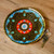 Brass wall art, 'Blue Paradise Drops' - Geometric Blue and Black Brass Wall Art with Drop Motifs