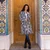 Pelaje de algodón de gran tamaño - Abrigo oversize de algodón azul y negro con estampado ikat
