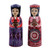 Wood figurines, 'Dushanbe Dames' (set of 2) - Set of Two Blue and Red Wood Figurines of Traditional Girls