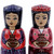 Wood figurines, 'Dushanbe Dames' (set of 2) - Set of Two Blue and Red Wood Figurines of Traditional Girls