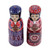Wood figurines, 'Dushanbe Dames' (set of 2) - Set of Two Blue and Red Wood Figurines of Traditional Girls