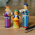 Wood figurines, 'Proud Ensemble' (set of 3) - Set of Three Traditional Pine and Birch Wood Figurines