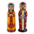 Wood figurines, 'Majestic Marriage' (set of 2) - Set of 2 Yellow and Red Wood Bride and Groom Figurines