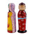 Wood figurines, 'Majestic Marriage' (set of 2) - Set of 2 Yellow and Red Wood Bride and Groom Figurines