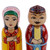 Wood figurines, 'Majestic Marriage' (set of 2) - Set of 2 Yellow and Red Wood Bride and Groom Figurines