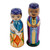 Wood figurines, 'Magnificent Marriage' (set of 2) - Set of 2 Painted Colorful Wood Bride and Groom Figurines