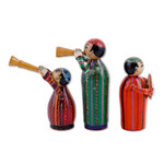 Wood figurines, 'Gallant Ensemble' (set of 3) - Set of Three Hand-Painted Wood Musician Figurines