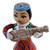 Figura de madera - Figura tradicional de madera roja pintada de niña y tanbur