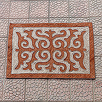 Wool area rug, 'Autumn at the Palace' (2.5x4) - Classic Brown and Beige Shyrdak Wool Area Rug (2.5x4)