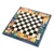 Wood chess set, 'Bukhara Strategies' - Handcrafted Painted Walnut Wood Chess Set in Blue