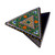 Lacquered papier mache jewelry box, 'Triangular Vitality' - Handmade Green Triangular Jewelry Box with Floral Details