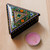 Lacquered papier mache jewelry box, 'Triangular Vitality' - Handmade Green Triangular Jewelry Box with Floral Details