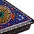 Lacquered papier mache jewelry box, 'Triangular Magic' - Painted Blue Triangular Jewelry Box with Round Floral Detail