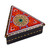 Lacquered papier mache jewelry box, 'Triangular Romance' - Handmade Red Triangular Jewelry Box with Round Floral Detail