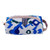 Bolso cosmético de algodón ikat - Bolsa cosmética hecha a mano de algodón Ikat azul y blanco con asa