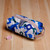 Bolso cosmético de algodón ikat - Bolsa cosmética hecha a mano de algodón Ikat azul y blanco con asa