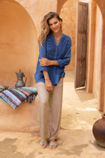 Stonewashed palazzo pants, 'Carefree' - 100% Rayon Stonewashed Palazzo Pants with Cotton Drawstring
