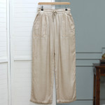 Stonewashed palazzo pants, 'Carefree' - 100% Rayon Stonewashed Palazzo Pants with Cotton Drawstring