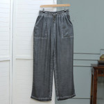 Stonewashed palazzo pants, 'Carefree' - 100% Rayon Stonewashed Palazzo Pants with Cotton Drawstring