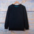 Men's alpaca blend sweater, 'Textures & Azure Diamonds' - Men's Alpaca Blend Sweater in Black and Azure Made in Peru