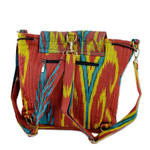 Ikat quilted backpack, 'Color Spectacle' - Ikat Quilted Adras Fabric Backpack Made in Uzbekistan