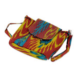 Ikat quilted backpack, 'Color Spectacle' - Ikat Quilted Adras Fabric Backpack Made in Uzbekistan
