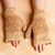 Cotton fingerless mittens, 'Prosperous Winter' - Handcrafted Brown and Beige Cotton Fingerless Mittens