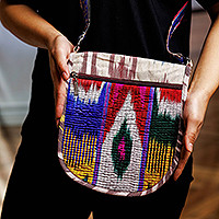 Silk ikat sling, 'Rainbow Vitality' - Handcrafted Silk Sling in Rainbow and Vibrant Hues