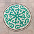 Alfombra de lana, (5 pies de diámetro) - Alfombra de lana de shyrdak de turquesa y blanca (5 pies de diámetro)