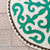 Alfombra de lana, (5 pies de diámetro) - Alfombra de lana de shyrdak de turquesa y blanca (5 pies de diámetro)